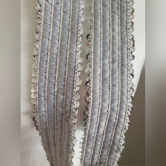 SILVER SEQUINED ELASTIC BAND 3 YARDS /  2 INCES WIDE - Picture 5 of 5
